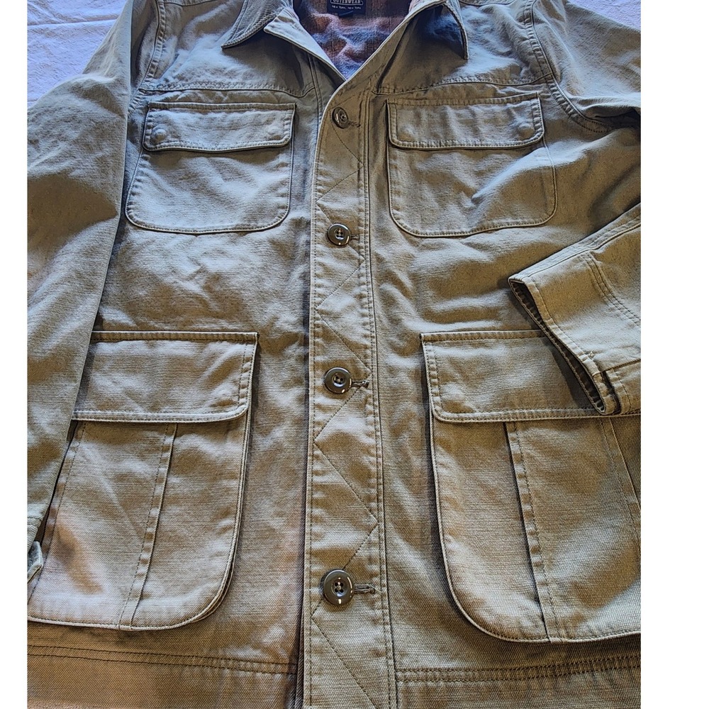 🌲 J.Crew Flannel Lined Chore Field Coat Olive Green Corduroy gorpcore - Picture 4 of 8